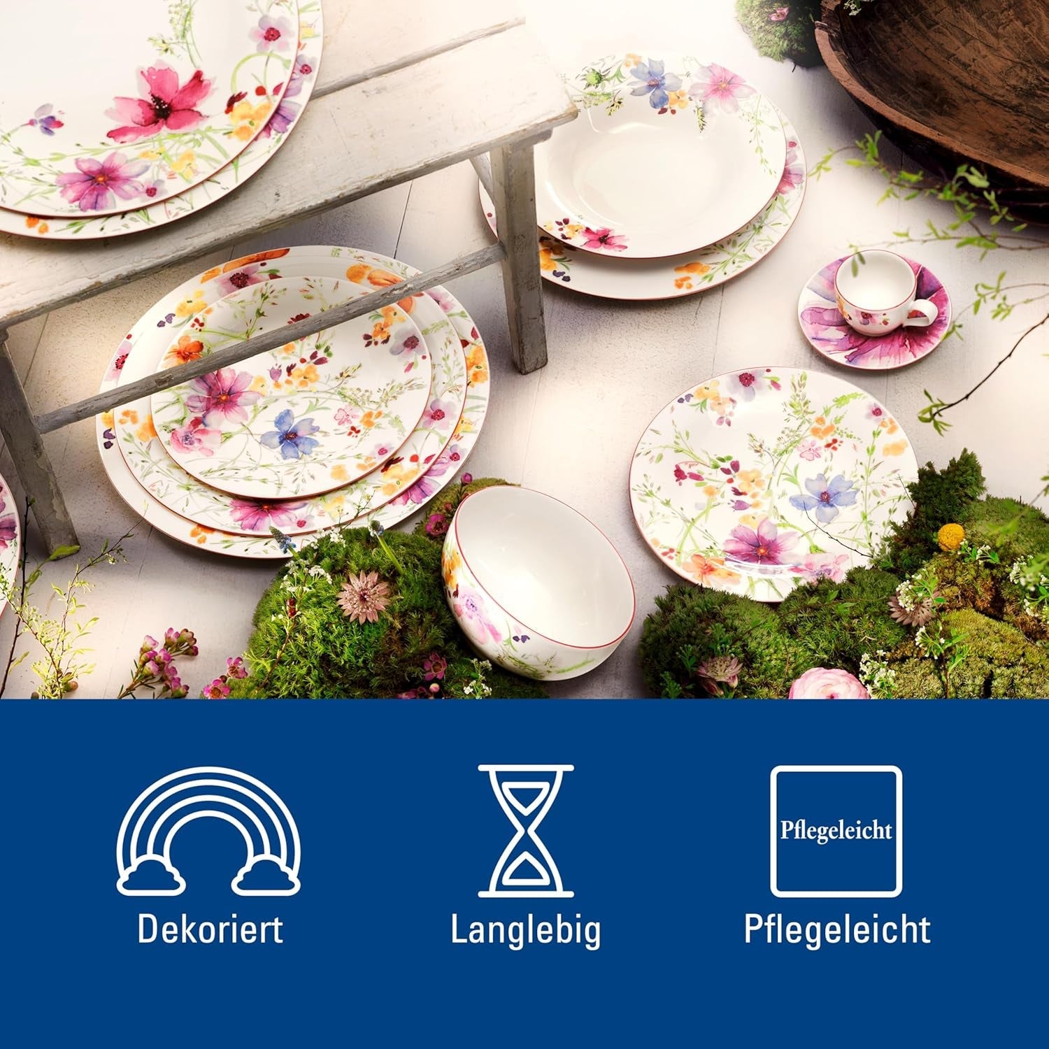 Villeroy & Boch Mariefleur Set Iniziale, Colori Assortiti, Lavabile in Lavastoviglie, Adatto al Microonde, Servizio Piatti per 2, Servizio Piatti Floreale, Stoviglie, Set Combinato, Porcellana Premium
