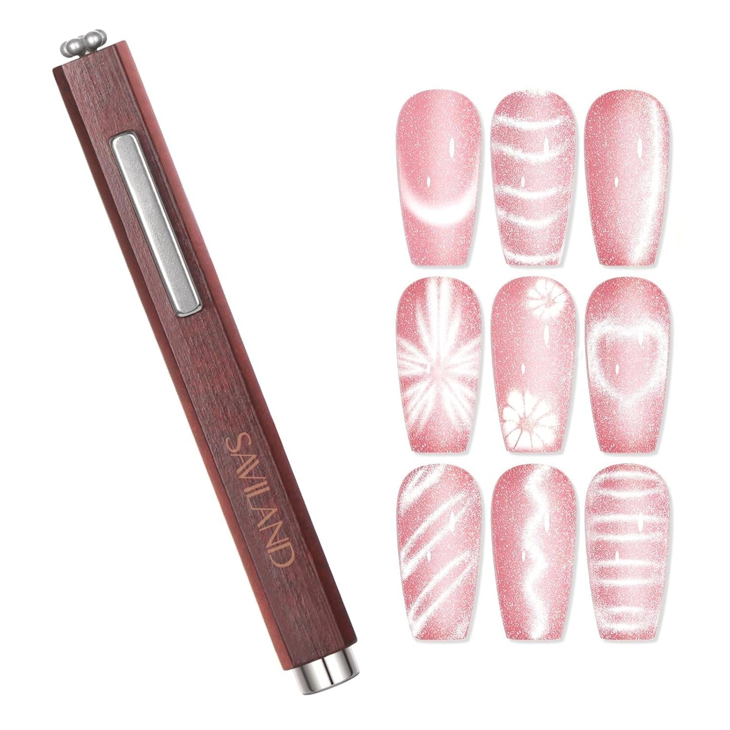 SAVILAND 4X Magneti per occhi di gatto ad alta resistenza per gioielli: Magnete per occhi di gatto 3-in-1 Rund Lange Streifenperle N35 Magnete ultra forte al neodimio per prodotti per la cura dei piedi 3S Formung Cat Eye Gel Magnete per occhi di gatto Magnetstift