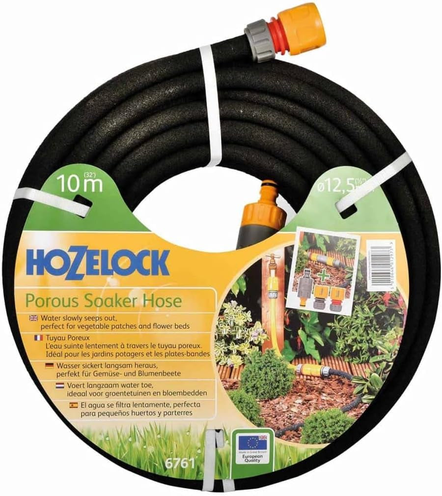 HOZELOCK - Tubo poroso 10 m: Tubo microporoso per un'irrigazione economica, senza spreco d'acqua. Ideale per aiuole, orti e serre, irrigazione mirata e delicata [6761P0000]