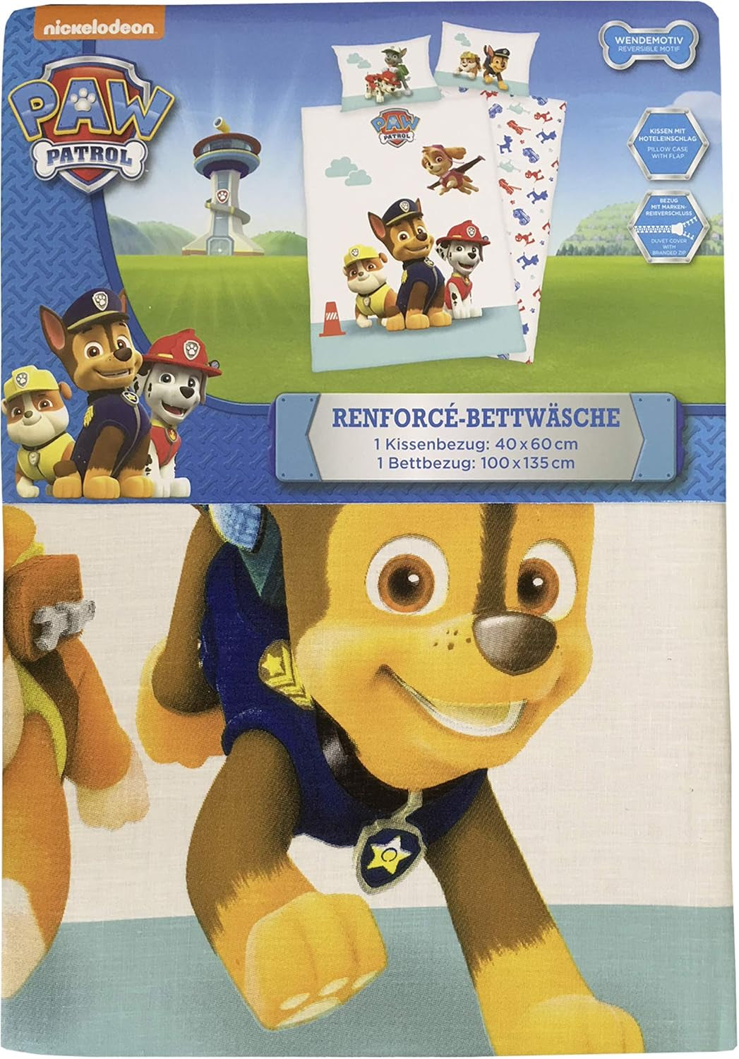 Set biancheria da letto per bambini PAW Patrol, reversibile Biancheria da letto - bambini Naty Shop