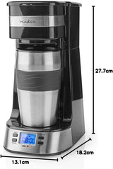 Espressore NEDIS - Caffè filtrato - 0,4 l - 1 tazza - Timer - Nero / Argento