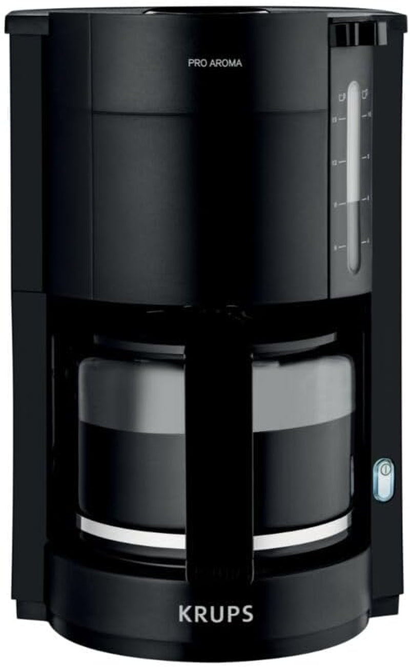 Macchina per caffè espresso Krups F30908 ProAroma con filtro e caraffa in vetro, capacità 1,25 l, 10-15 tazze, 1050 W, nera