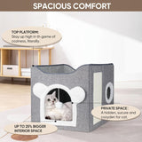 Katzenbetten für Indoor Katzen, Faltbares Katzenhaus, Katzenhöhle 2 Schicht Würfel Großer Raum Katzenbett mit Kratzbrett und Spielball, 15.8 x 15.8 x 15 pollici