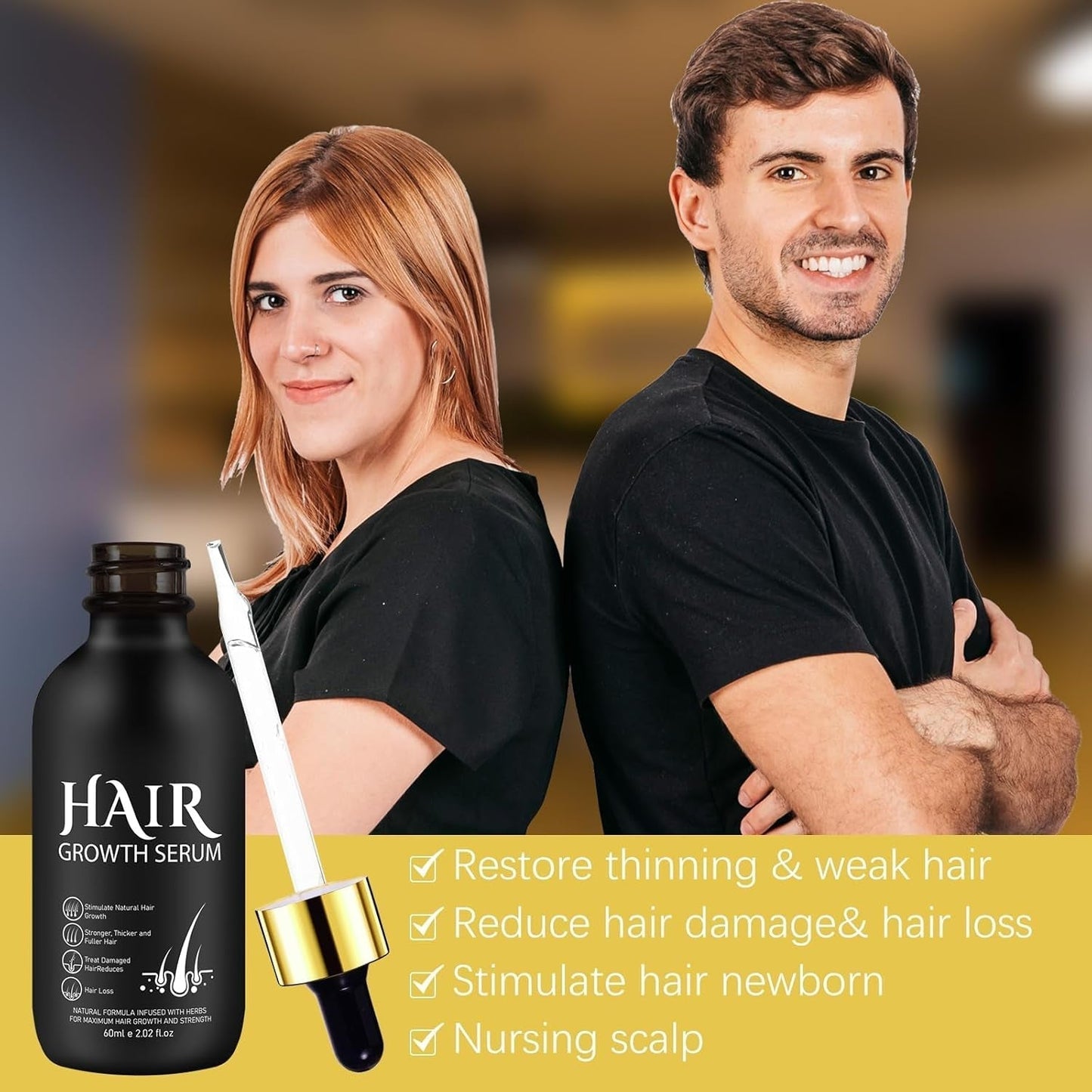 Olio biologico per la crescita dei capelli al 5% - Soluzione per uso esterno - Crescita e ispessimento dei capelli - Per perdita e diradamento dei capelli maschili - Riattiva i follicoli che si restringono - Dispenser a pompa preciso, Cura dei capelli da 60 ml Naty Shop