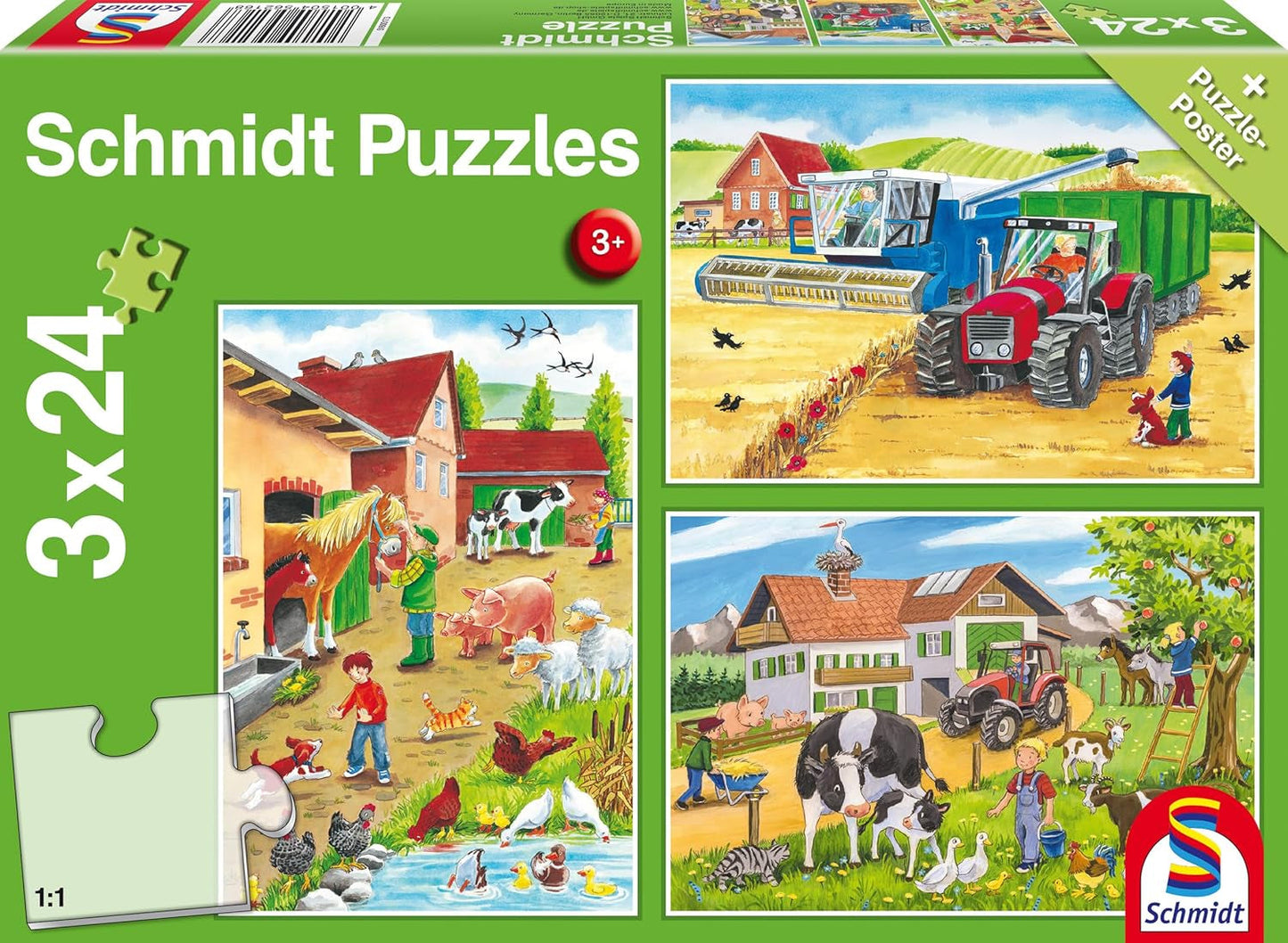 Schmidt Spiele 56216 Puzzle per bambini, 3X24 pezzi Puzzle Naty Shop Titolo predefinito