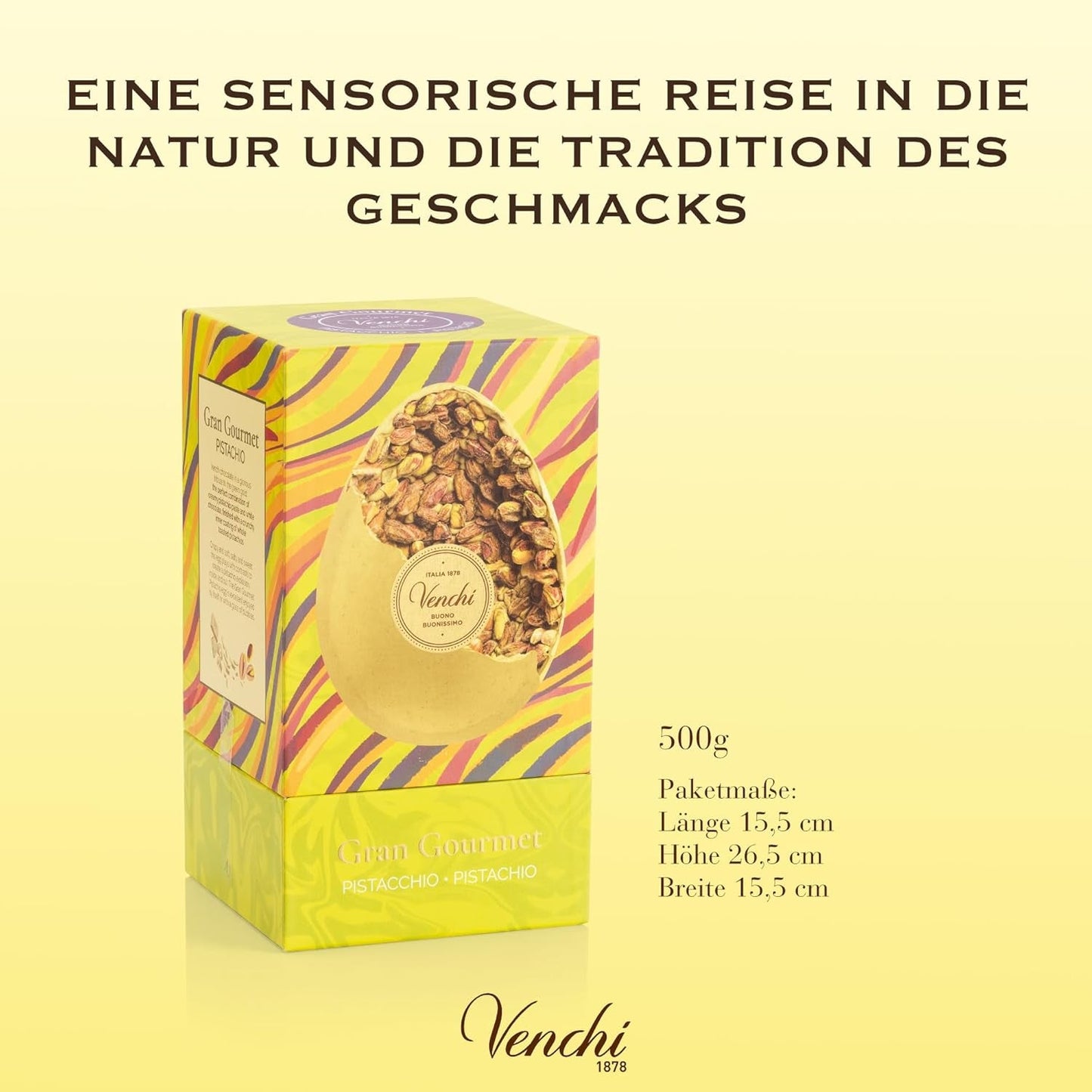 Venchi - Uovo di cioccolato, gusto pistacchio, con pistacchio intero, con sorpresa, senza glutine, 500g, collezione Pasqua, idea regalo