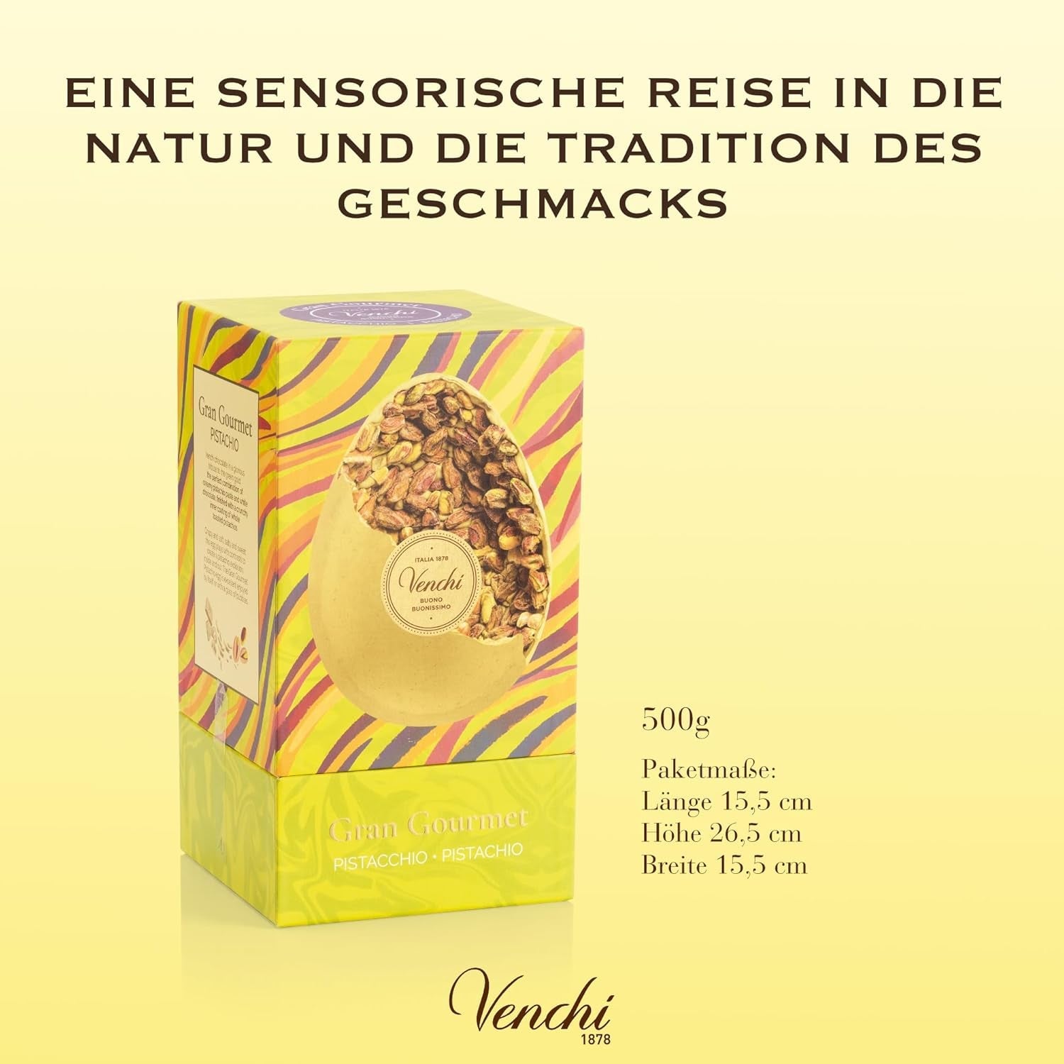 Venchi - Uovo di cioccolato, gusto pistacchio, con pistacchio intero, con sorpresa, senza glutine, 500g, collezione Pasqua, idea regalo