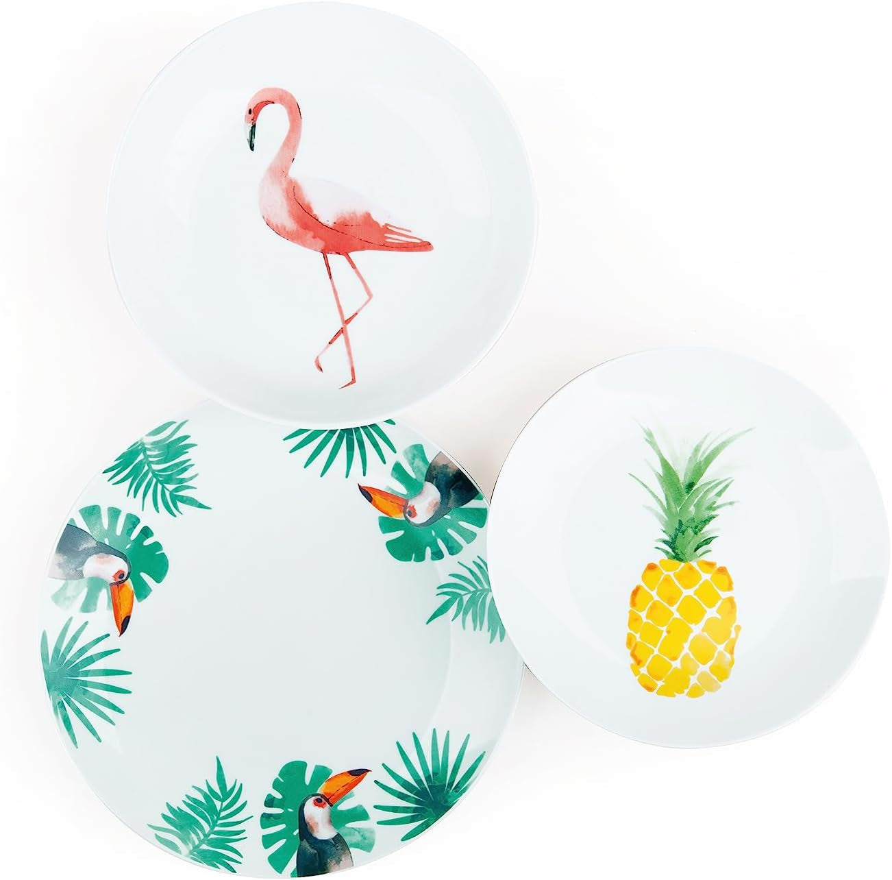 Servizio tavola Excelsa Tropical, 18 pezzi, porcellana, bianco con decoro