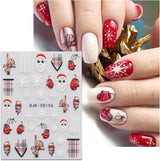 JMEOWIO 3D Nagelsticker Weihnachten Nail Art Sticker Selbstklebend Nagelaufkleber 5D Stereoscopic Schneeflocke Xmas Winterurlaub Niedlich Dekoration Nageldesign Zubehör 4 Blatt