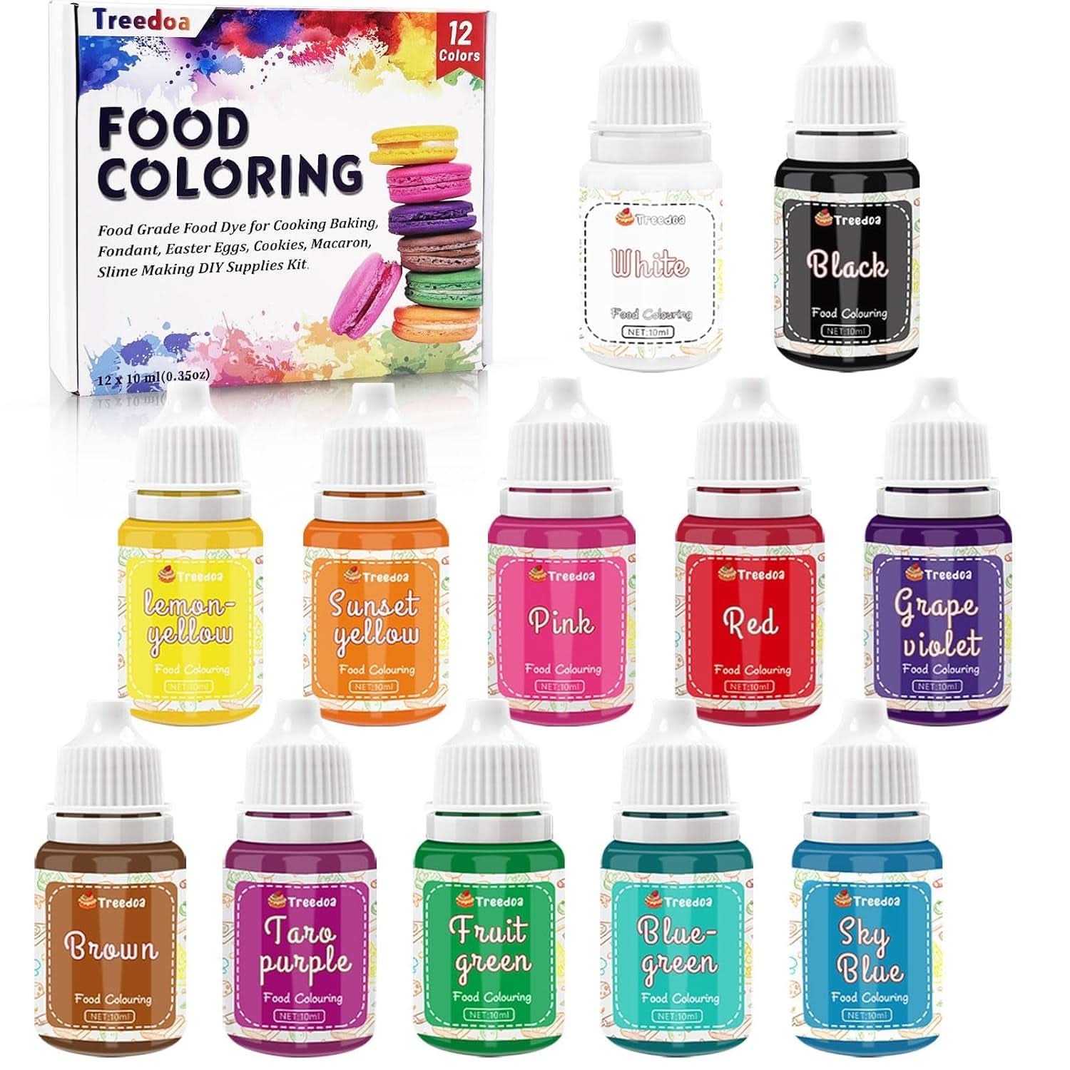 Set di 12 coloranti alimentari liquidi, titolo predefinito Naty Shop da 10 ml