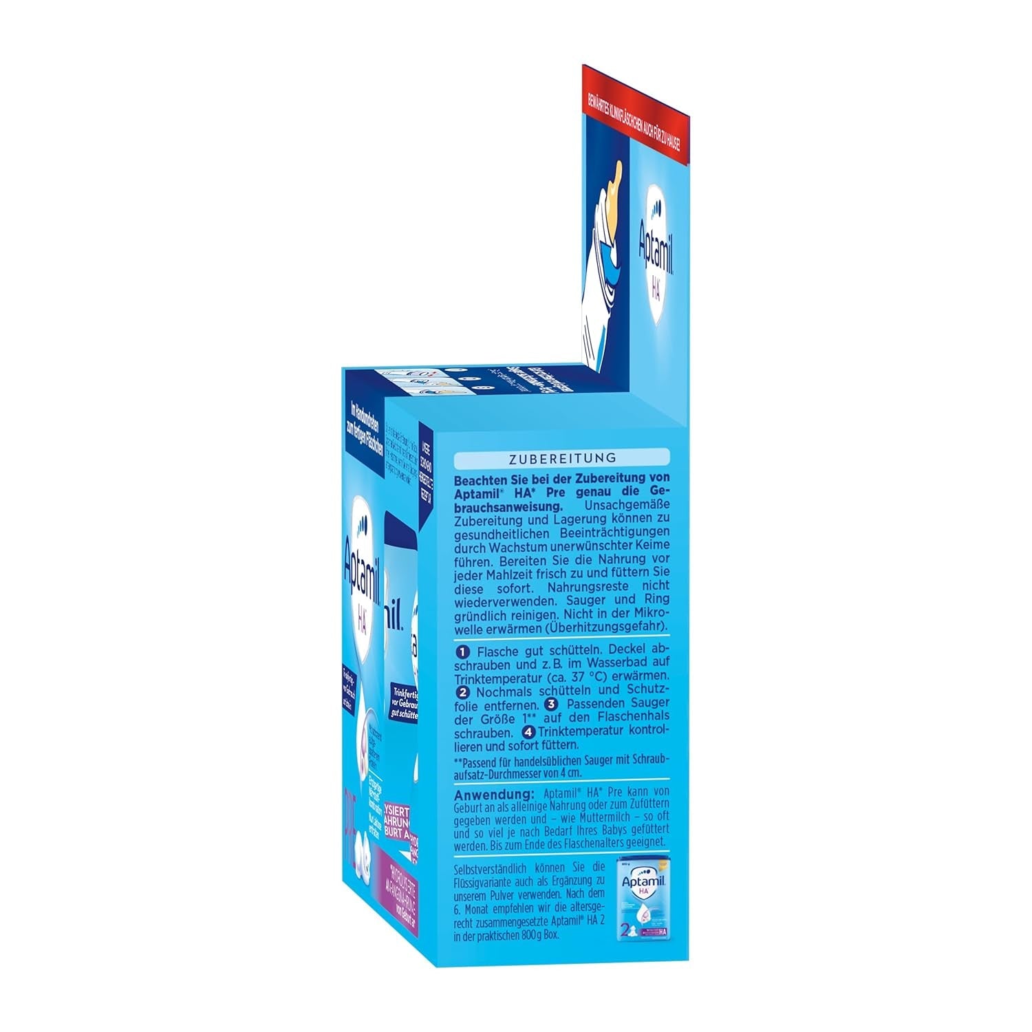 Aptamil HA Pre Ready to Drink – Latte idrolizzato per lattanti dalla nascita – 4 x 2 x 90 ml