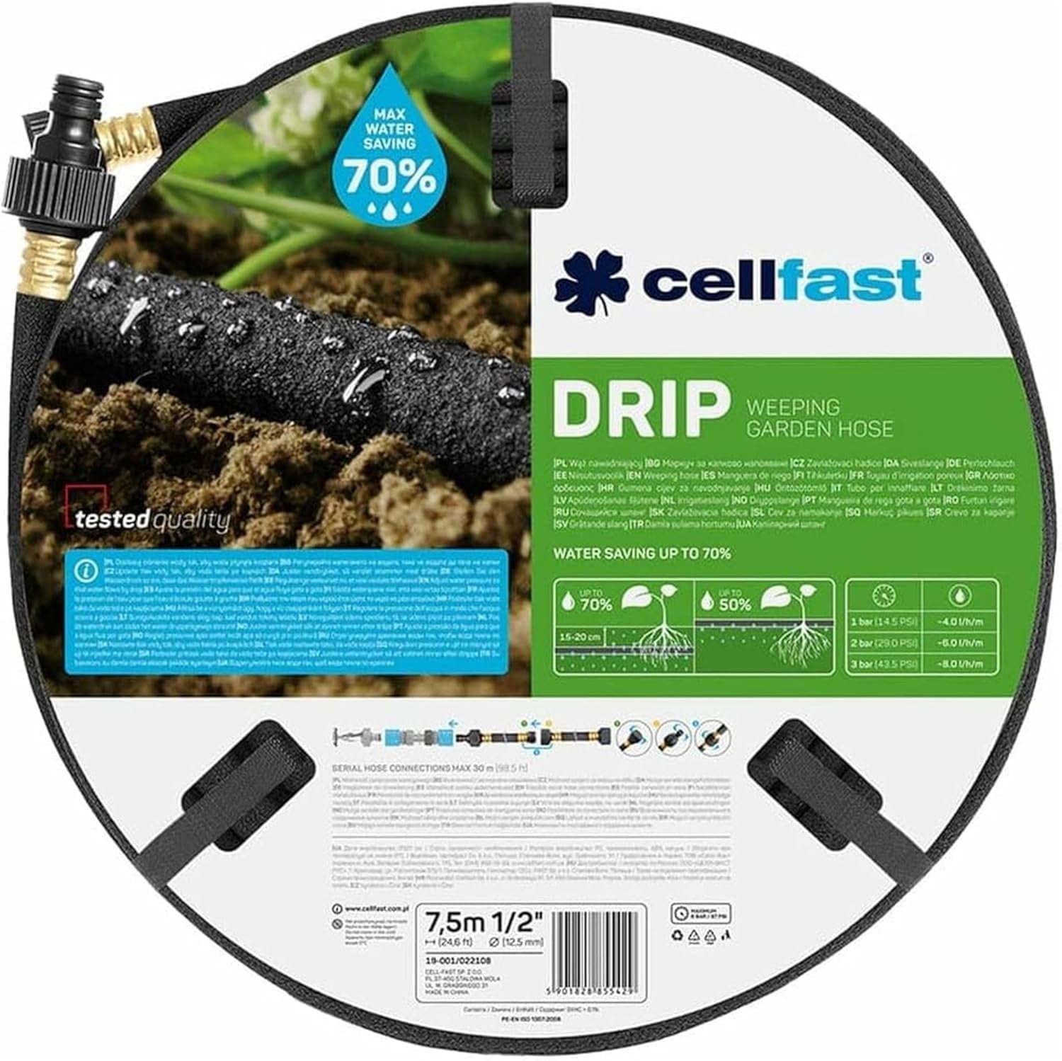 Tubo Per Irrigazione A Goccia Tubo Per Irrigazione 1/2" 7,5 M Set Di Tubi Da 3 Pezzi