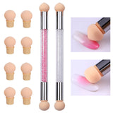 2 Stück Nail Art Rendering-Werkzeuge Doppelter Kopf, Spugna Applicatore Pennello Inkl 8 Ersatzköpfe, Nail Art Schwamm Und Tupfpinsel(Weiß, Rosa)