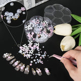 Ciondoli per unghie 3D, Ciondoli per nail art Schleifen, Blumen Und Perlen, Nagel Charms Aus Harz, Set di decorazioni per unghie, Ciondoli fai da te Nägel, Nagelanhänger