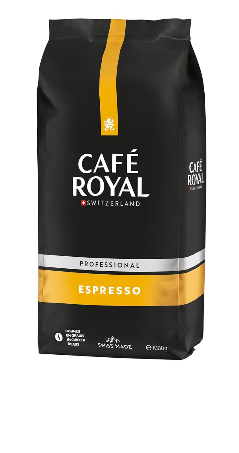 Café Royal Professional Line Espresso - Caffè in grani per macchine espresso automatiche, Corpo intenso, Tostatura intensa, Forza 3/5, Rainforest Alliance, 1 kg