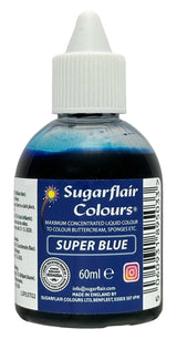 Colorante alimentare liquido Sugarflair Super Blue - Colorante alimentare altamente concentrato per colorare pasta di zucchero, crema al burro, glassa, amaretti, decorazioni per torte e altro ancora - 60 ml