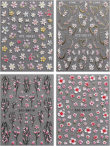JMEOWIO 3D Nagelsticker Blume Nail Art Sticker Self-klebend Nagelaufkleber 5D Stereoscopico Frühling Sommer Floral Dekoration Nageldesign Zubehör 4 Blatt
