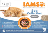 IAMS Delights Sea Collection Katzenfutter Nass - Confezione multipla con varietà di pesce (Lachs, Thunfisch, Mackerel, Seefisch) in salsa, Nassfutter für Katzen da 1 anno, 12 x 85g