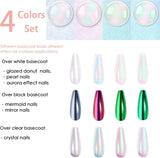 Chrom Nagel Pulver 4 colori irisierendes Aurora Pulver Metallic Spiegel Effekt Pigment Pearlescent Meerjungfrau Glitter Einhorn Glitter per smalto gel Nail Art Dekoration-Purpurgrüner Jadeit