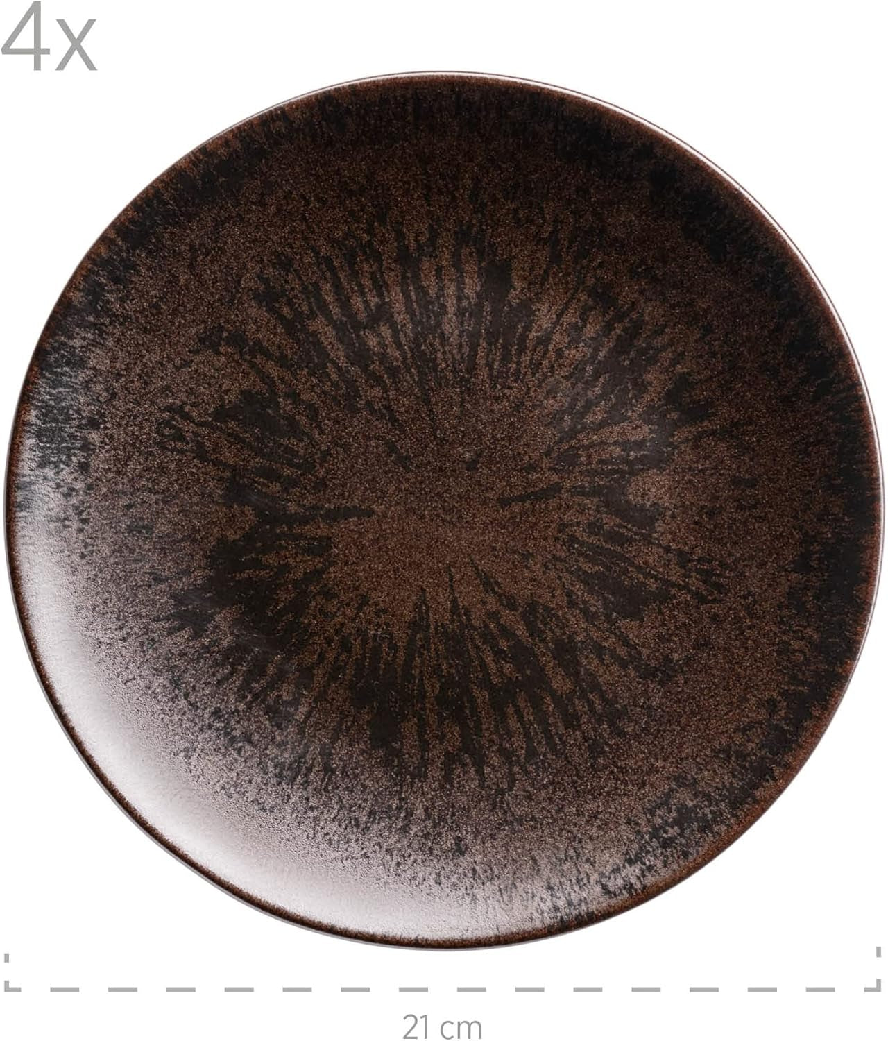 MÄSER Servizio da tavola per 4 persone in bronzo metallizzato, 12 pezzi, con smalto elegante e lucido, set di piatti piani con piatto piano, piatto piano e piatto da dessert in ceramica di alta qualità, gres, marrone