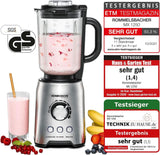 ROMMELSBACHER Robot da cucina MX 1250-22.000 U/Min, Stufenlose Drehzahlregulierung, Funktionsstasten (Smoothie, Clean/Pulse, Ice Crush), Glaskrug, Edelstahlgehäuse, Spezialmesser, 1200 Watt Kitchen Naty Shop