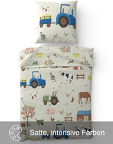 Skybrands Kinder Bettwäsche Tiere 135X200 Bauernhof Kinderbettwäsche Bagger Traktor Baumwolle Kinderbettwäsche 2Tgl. Negozio per bambini e bambine