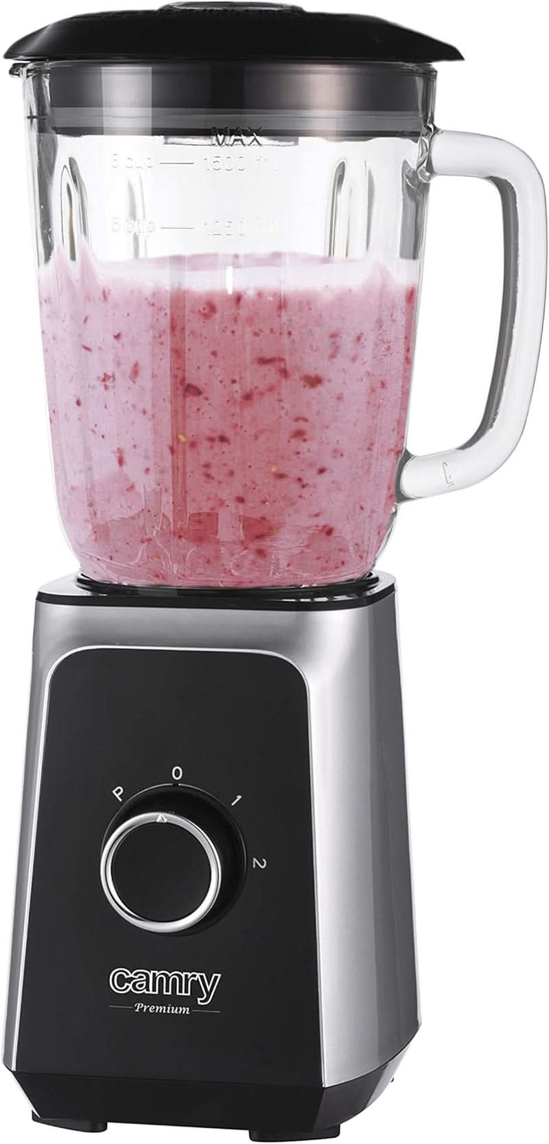 CR 4077 Robot da cucina con contenitore in vetro da 1,5 l, frullatore, mixer ad alta efficienza, mahlung, Eis-Zerkleinerung, Pulsfunktion, Edelstahlklingen, 2 Geschwindigkeiten, 1000W, Nero/Argento Kitchen Naty Shop