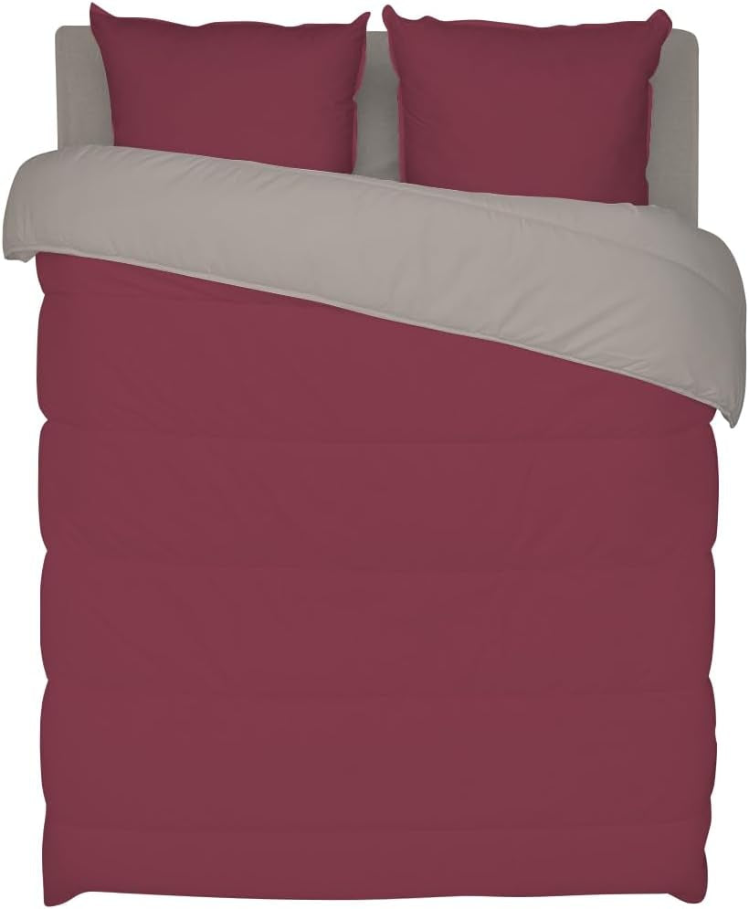 Piumino double face bicolore Bleu Câlin per 2 persone, microfibra, bordeaux/pepe, 220X240 cm Trapunte e trapunte Naty Shop