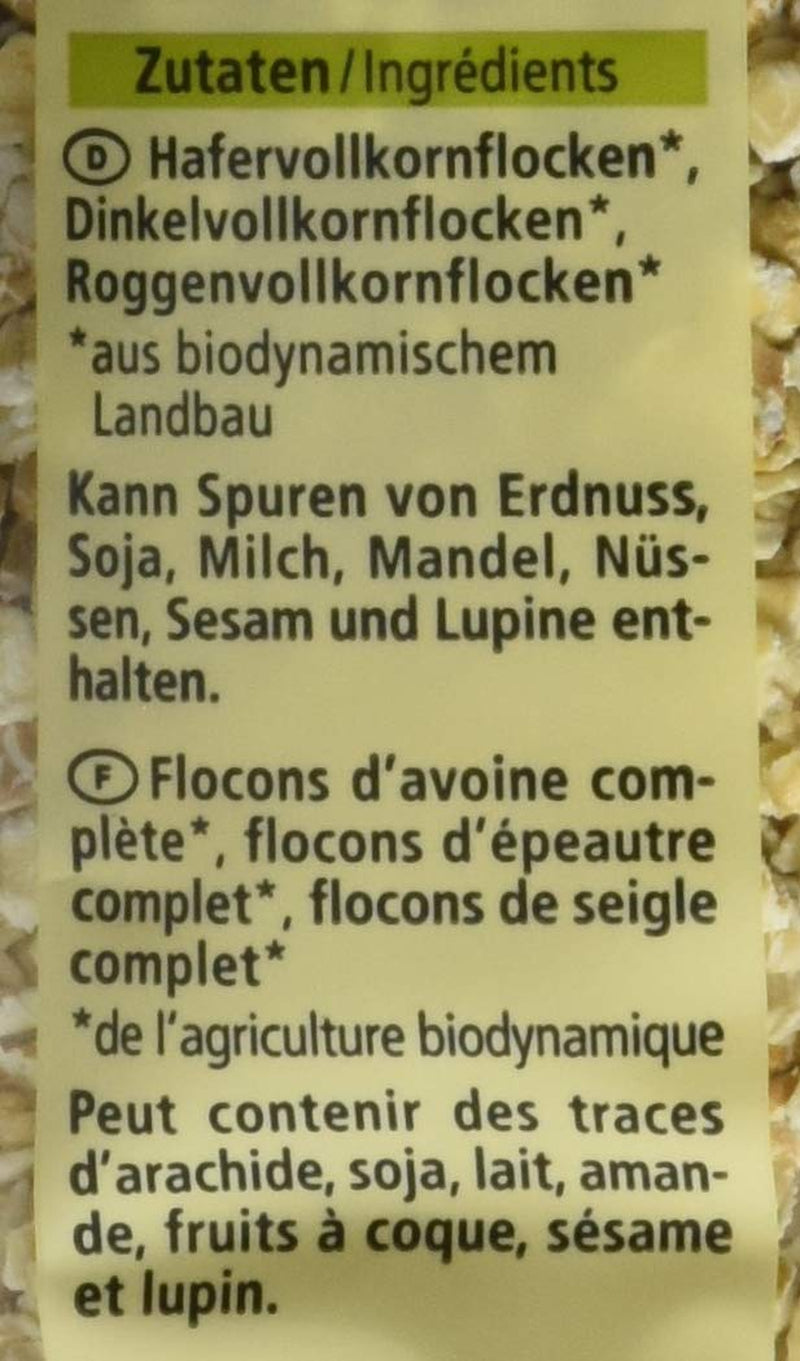 Flocken Bio 3-Korn, 500 G Cereali Naty Shop