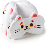 Cuscino da viaggio con maschera Relaxeazzz - Portafortuna gatto Maneki Neko Cuscini da viaggio Naty Shop