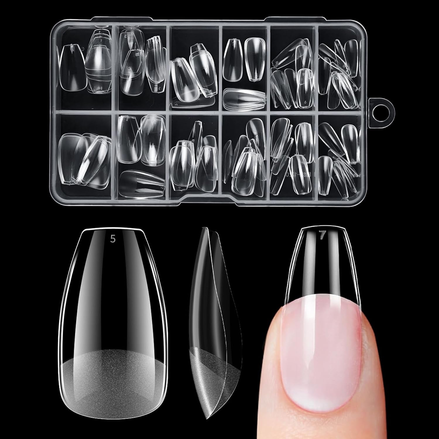 Unghie finte corte Ballerina 120 pezzi Colla su 12 misure Unghie artificiali corte Gel morbido Copertura completa Punte per unghie per unghie corte in gel S