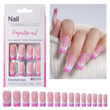 30 unghie finte francesi - colla su unghie artificiali - unghie in gel morbido per donne - manicure quadrata per unghie adesive acriliche (rosa francese)
