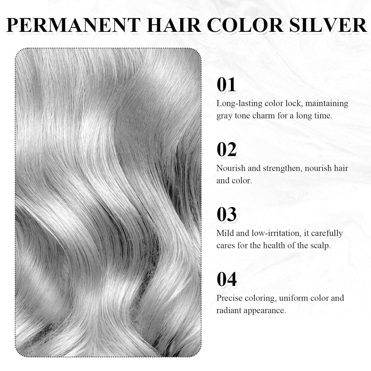 Tintura per capelli Grigio Argento Crema Colorante Per Capelli Grigio Argento Naturale, Crema Colorante Per Capelli Grigio Grigio Argento, Crema Colorante Per Capelli Naturale Grigio Argento Tinta Per Capelli Grigia per tutti i tipi di capelli con 1 Massaggiatore Del Cuoio Capelluto (100ml) Tinture per capelli Naty Shop