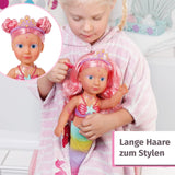 BABY Born Little Sister Sirena 46 cm Bambola sirena impermeabile con capelli lunghi e pinna glitterata mobile, incl. diadema e pettine, 833681 Zapf Creation Dolls Naty Shop