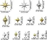 120 pezzi Ciondoli per unghie Stella Oro-Argento Stella Y2K Chiodi Ciondoli per stella in metallo Dimensioni miste Viti per unghie Design per unghie stella Nail art Ciondoli a stella 3D Decorazione per unghie Ciondoli per unghie Accessori per unghie