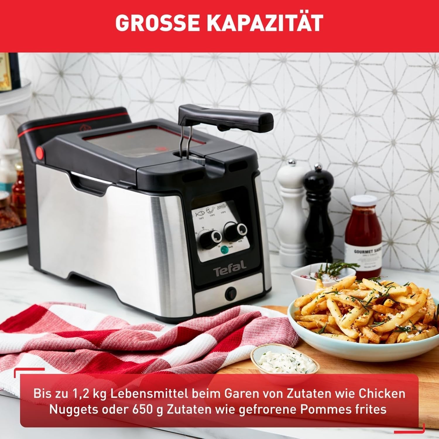 Friggitrice Tefal FR600D Clear Duo, frigge con meno fumo e odori, capacità 1,2 kg, termostato, timer, ampia finestra di visualizzazione senza nebbia Elettrodomestici Naty Shop
