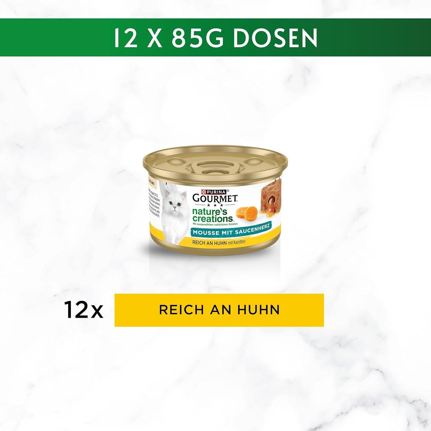 Gourmet Nature's Creations Heart Sauce Mousse Cibo umido per gatti, ricco di pollo, confezione da 12 (12 x 85 g)