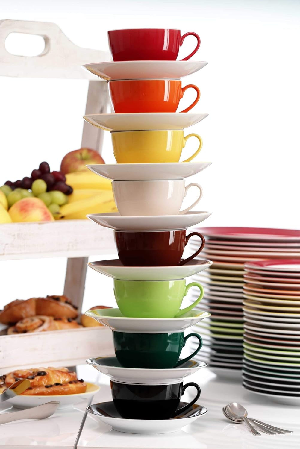 Ritzenhoff & Breker Doppio Servizio Caffè, 12 Pezzi, Porcellana, Rosso
