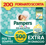 Pampers Baby Dry Maxi Taglia 4 (7-18kg), 200 Pannolini + 500 Punti Coccola Extra Gratis