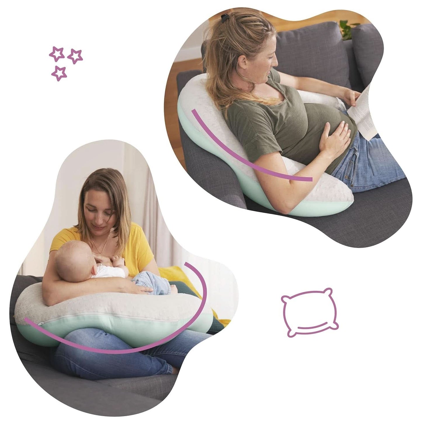 Badabulle Cuscino per allattamento e soffice cuscino per gravidanza, 150 cm, inclusa fodera, forma ergonomica Accessori Alimentazione e Allattamento Bebe Naty Shop