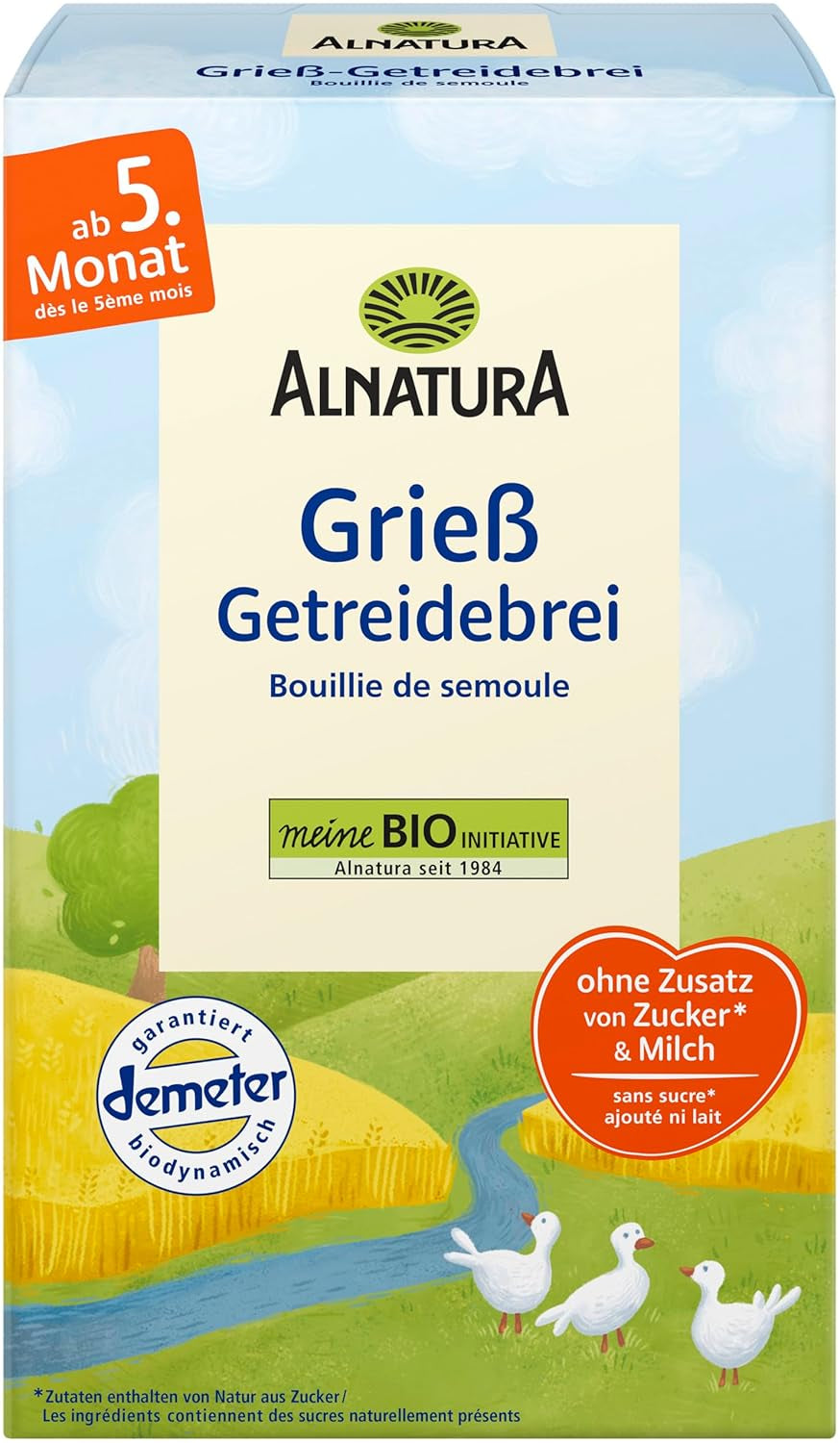 Cereali biologici per neonati dopo i 4 mesi, semola, 6 x 250 g