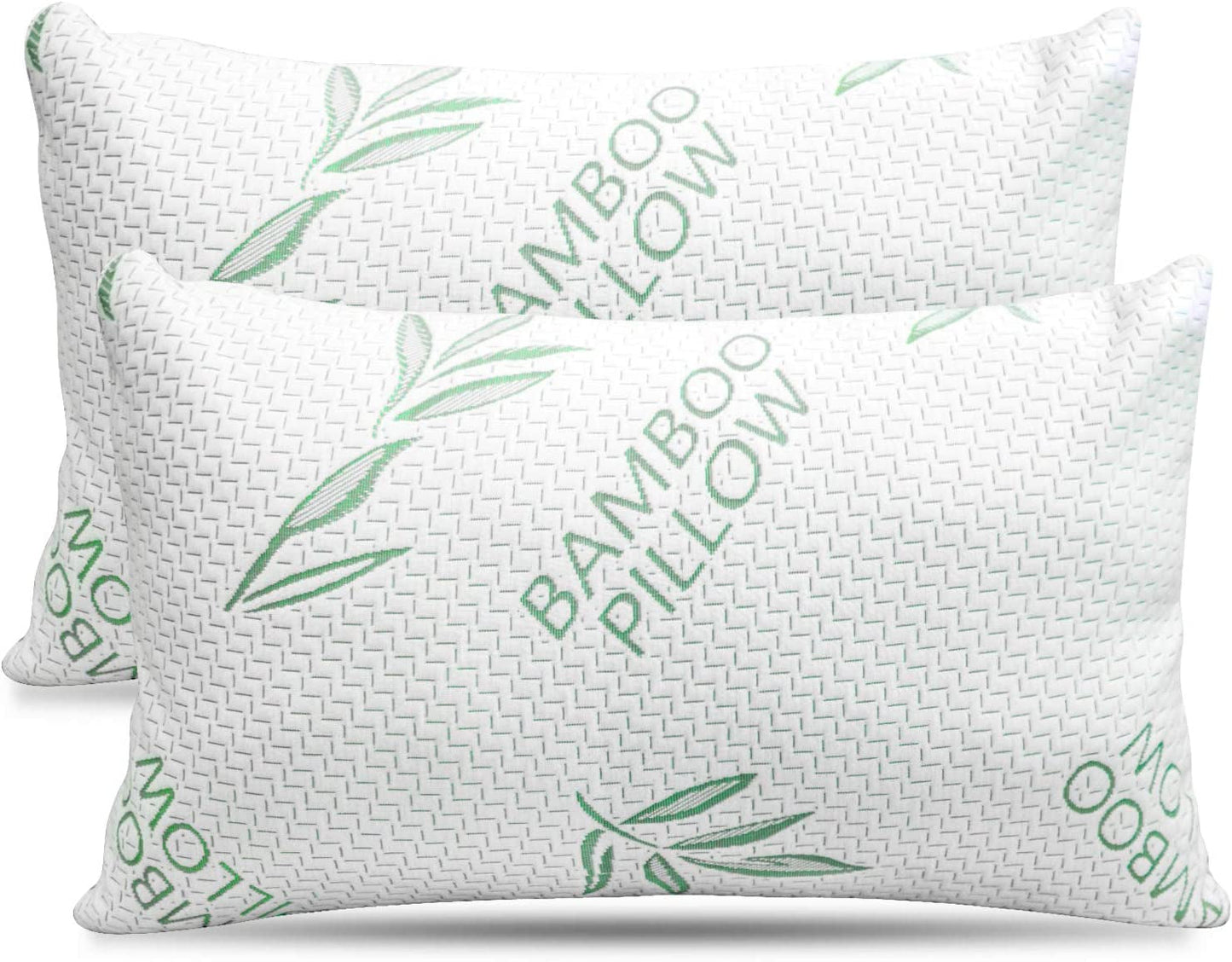Cuscino King Size in bambù, confezione da 2 - Cuscino per letto regolabile in memory foam triturato, per schiena, pancia, fianco, fodera rimovibile, alternativa rinfrescante al piumino per hotel, King (confezione da 2) Cuscini standard Naty Shop Titolo predefinito
