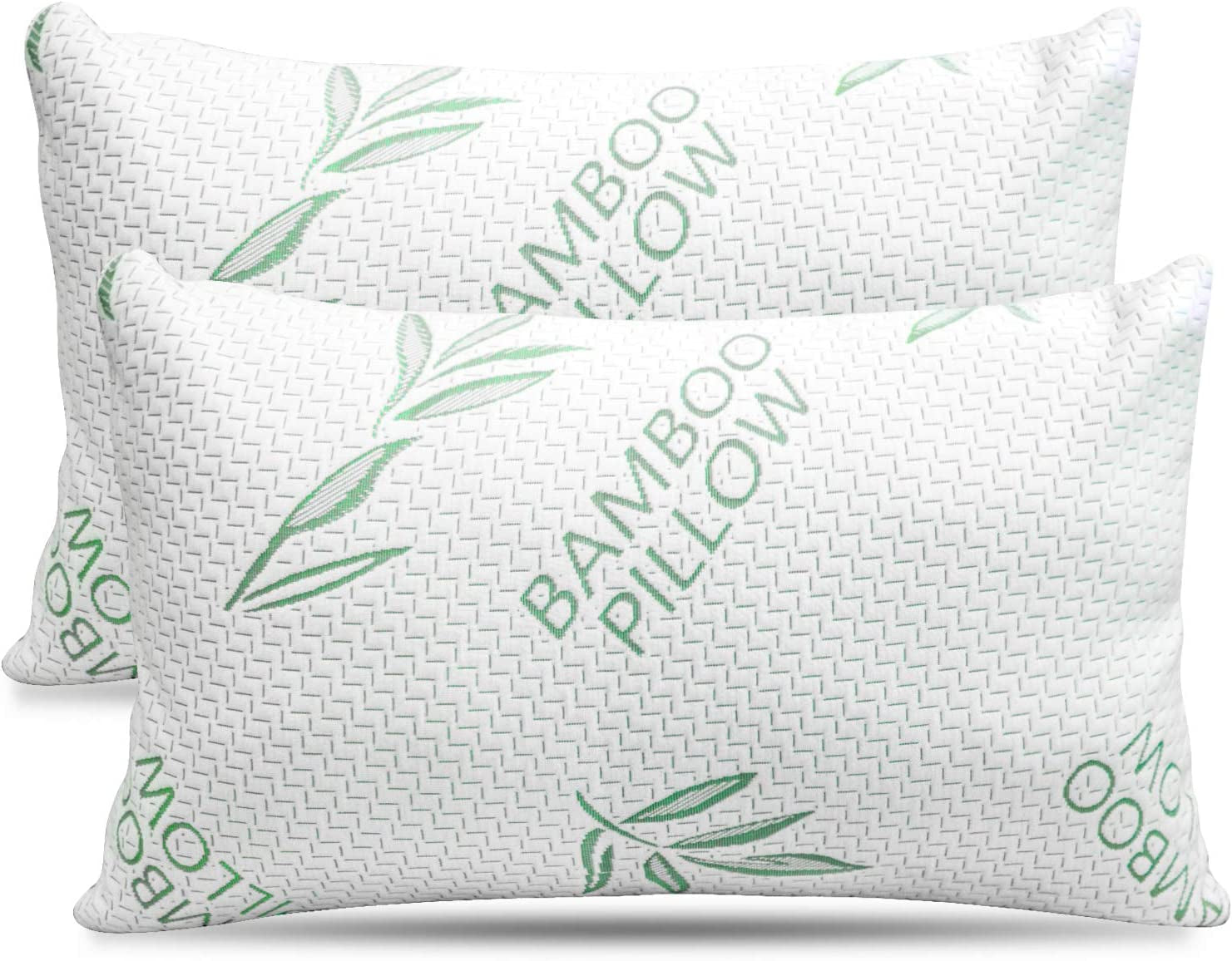 Cuscino King Size in bambù, confezione da 2 - Cuscino per letto regolabile in memory foam triturato, per schiena, pancia, fianco, fodera rimovibile, alternativa rinfrescante al piumino per hotel, King (confezione da 2) Cuscini standard Naty Shop Titolo predefinito