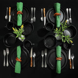 Set di stoviglie Bowery, 32 pezzi, nero opaco, gres, piatti, ciotole e tazze, per 8 persone