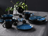 CreaTable, 20149, serie Nordic Fjord Blue, set di stoviglie da 16 pezzi per 4 persone, servizio combinato in porcellana, lavabile in lavastoviglie e adatto al microonde, produzione di qualità