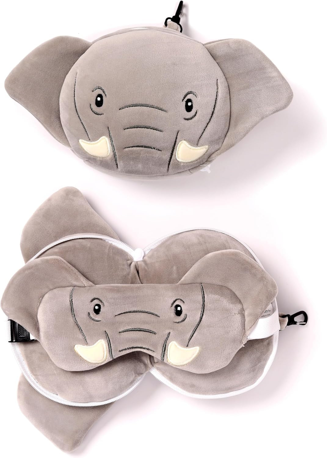 Cuscino da viaggio, rotondo, peluche, elefante e maschera per gli occhi, unisex, taglia unica, unisex, vita Cuscini da viaggio unici Naty Shop Titolo predefinito