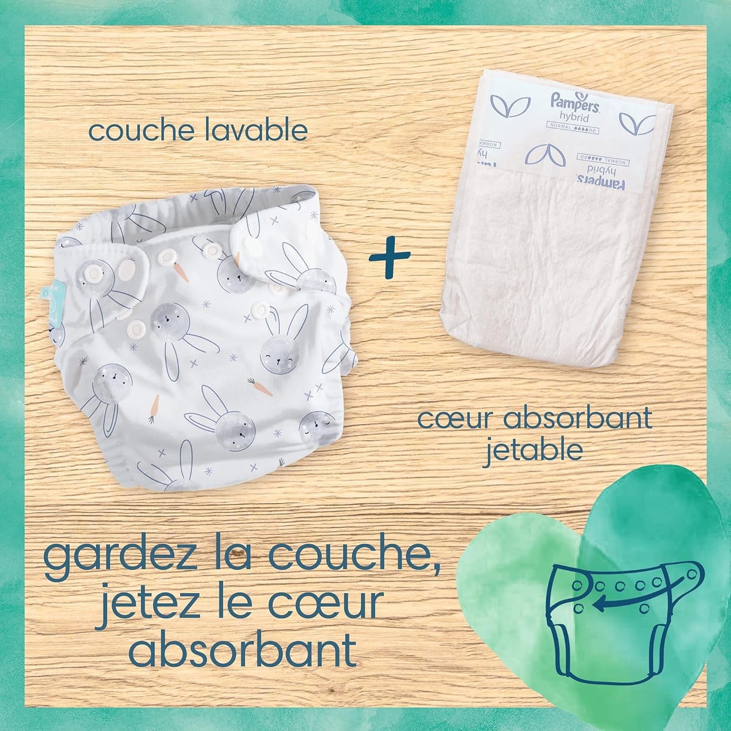 Pampers - Harmony Hybrid Starter Pack, 3 pannolini lavabili + 25 strati superiori usa e getta - 1 confezione