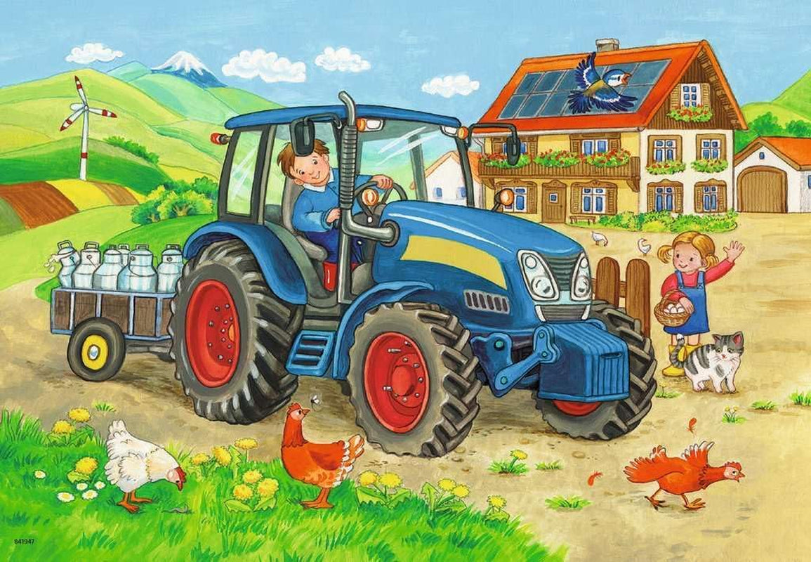 Ravensburger Puzzle per bambini - 07616 Cantiere e fattoria - Puzzle per bambini dai 3 anni, con 2X12 pezzi Puzzle Naty Shop