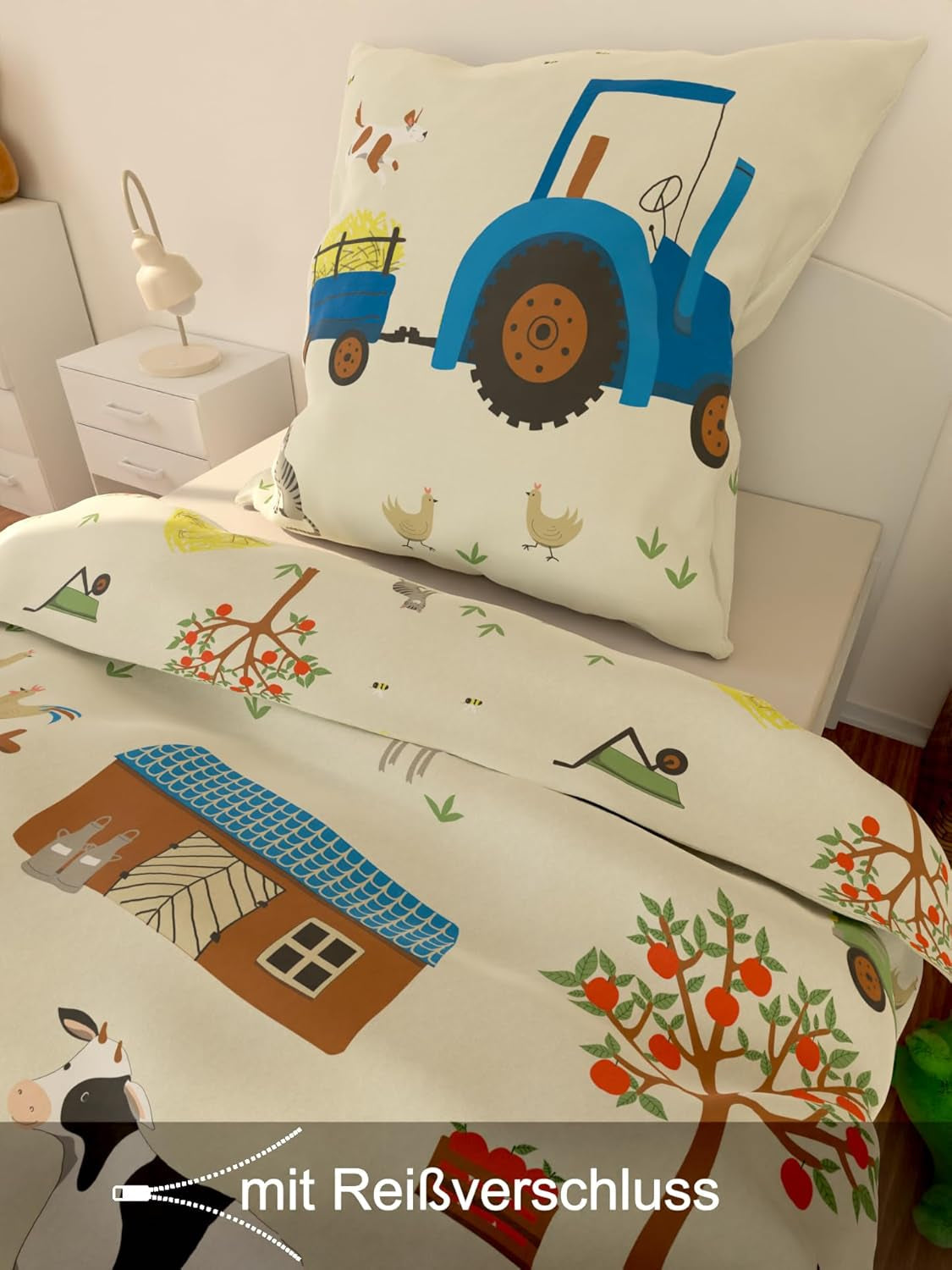 Skybrands Kinder Bettwäsche Tiere 135X200 Bauernhof Kinderbettwäsche Bagger Traktor Baumwolle Kinderbettwäsche 2Tgl. Negozio per bambini e bambine