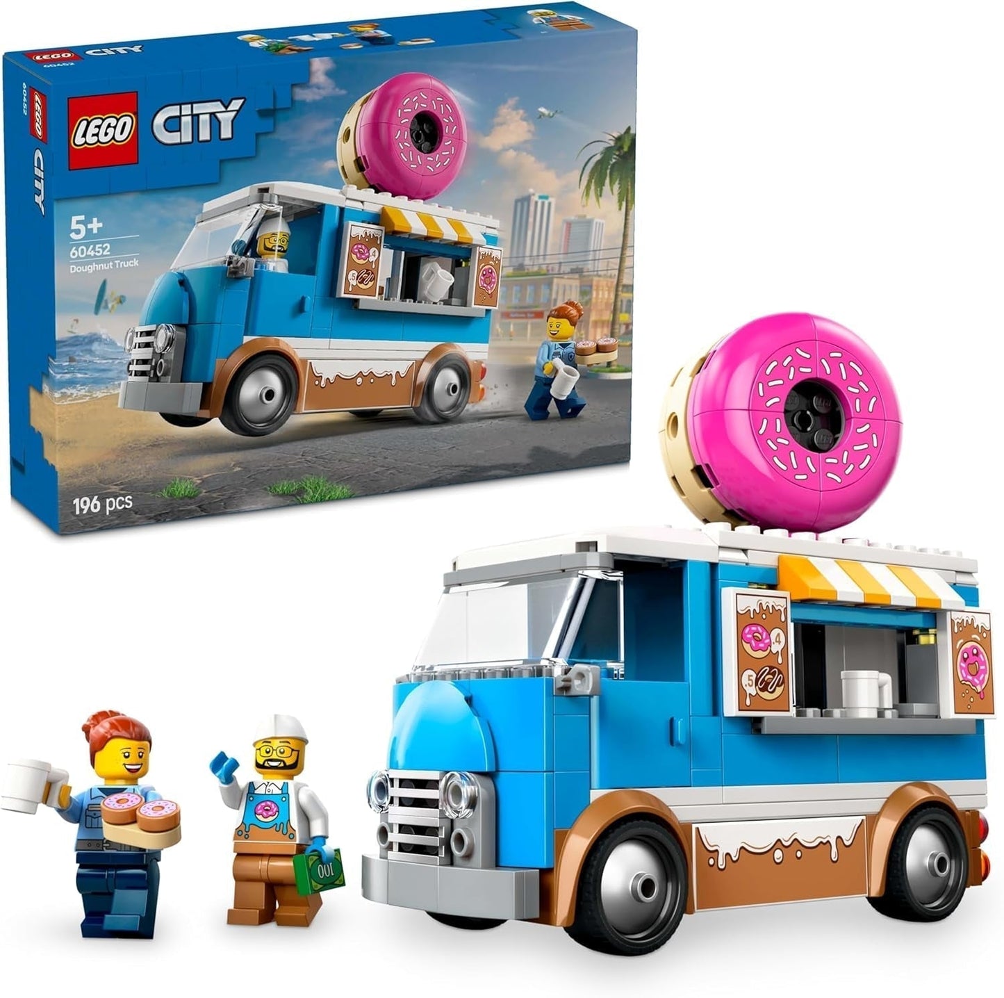 LEGO City Camion delle Ciambelle - Camion del Cibo Giocattolo con 2 Minifigure della Polizia - Giocattolo da Costruzione per Ragazzi e Ragazze 5+ - Idea Regalo per Compleanno e Festività 60452 Set da Costruzione Besuche den LEGO-Store Titolo predefinito